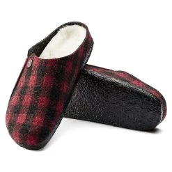Promo 💯 Birkenstock Zermatt Wool Felt Plaid Red 🎁 -Men Shoes Store 1017544 sole