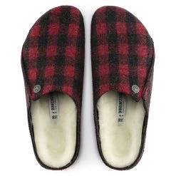 Promo 💯 Birkenstock Zermatt Wool Felt Plaid Red 🎁 -Men Shoes Store 1017544 top
