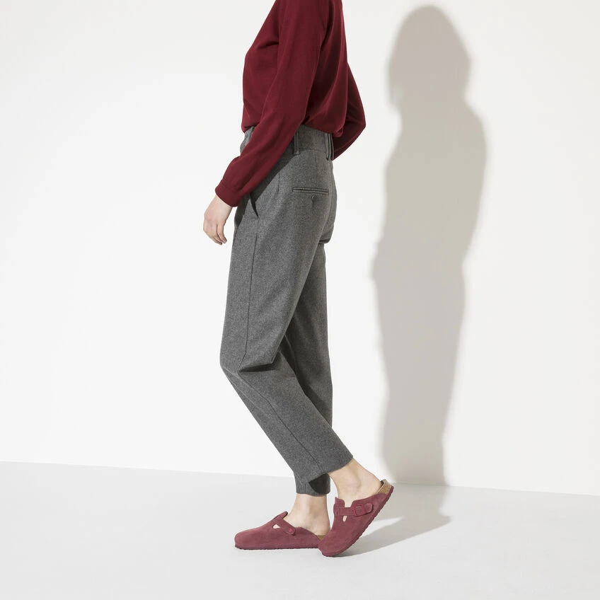 Boston Suede Leather Buy 🤩 Birkenstock Boston Suede Leather Maroon ⭐ -Men Shoes Store 1020534 f look f