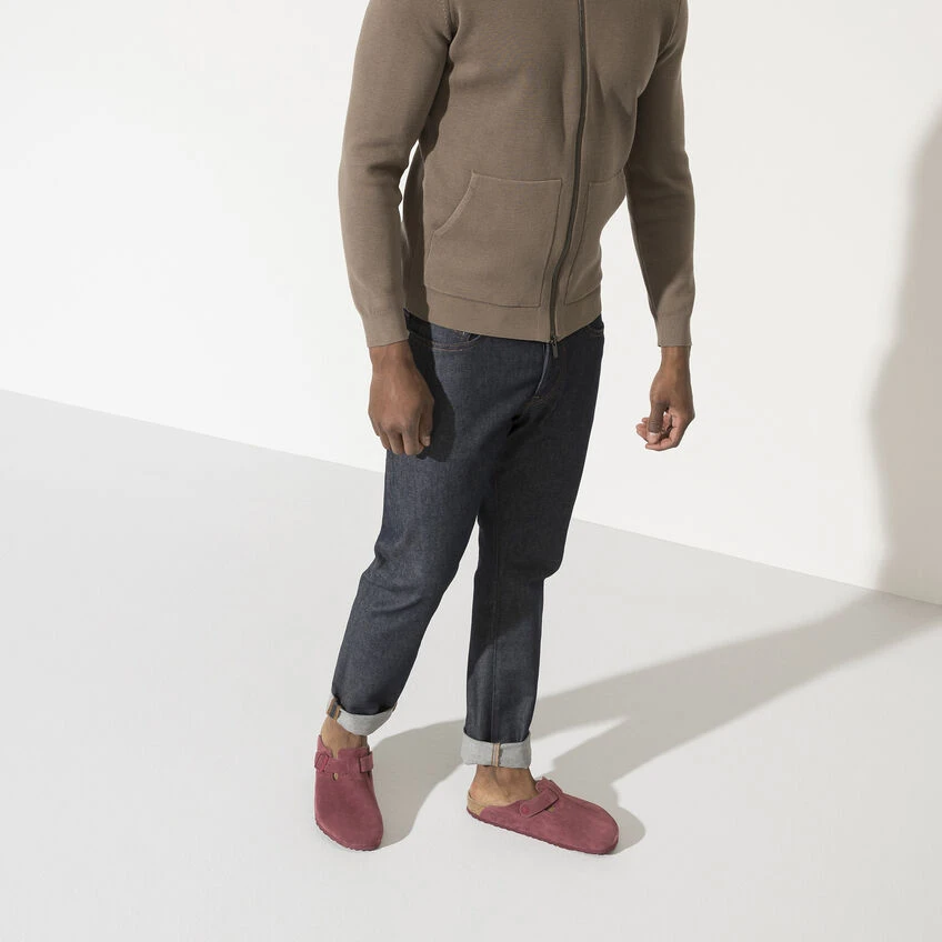Boston Suede Leather Buy 🤩 Birkenstock Boston Suede Leather Maroon ⭐ -Men Shoes Store 1020534 f look m