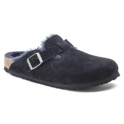 Budget ๐ Birkenstock Boston Shearling Suede Leather Midnight ๐