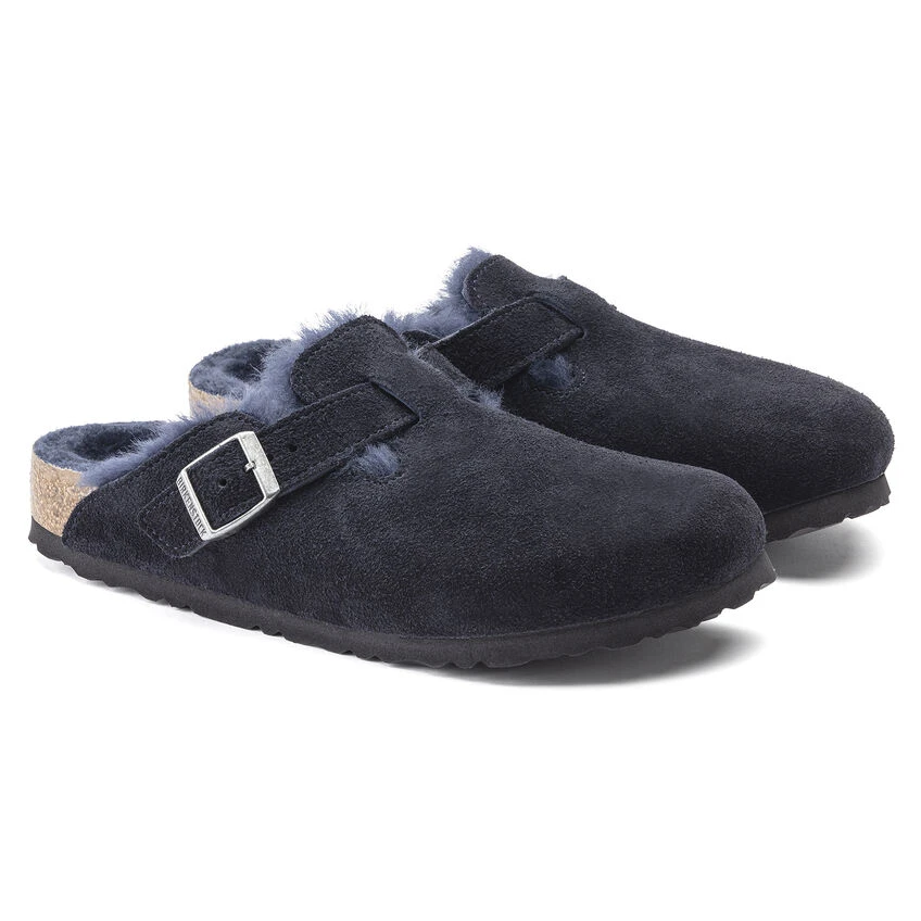 Boston Shearling Suede Leather Budget ๐ Birkenstock Boston Shearling Suede Leather Midnight ๐ -Men Shoes Store 1020584 pair