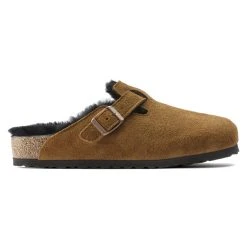 Brand new 👏 Birkenstock Boston Shearling Suede Leather Mink ⭐ -Men Shoes Store 1020896 side