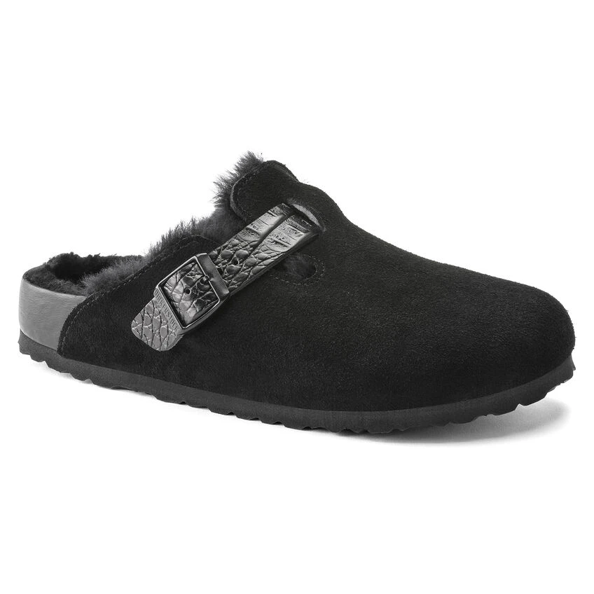 Boston Shearling Suede Leather Cheap π Birkenstock Boston Shearling Suede Leather Black β -Men Shoes Store 1021009 1