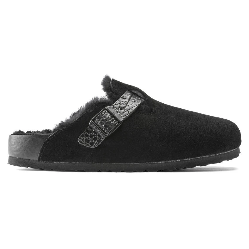 Boston Shearling Suede Leather Cheap π Birkenstock Boston Shearling Suede Leather Black β -Men Shoes Store 1021009 side