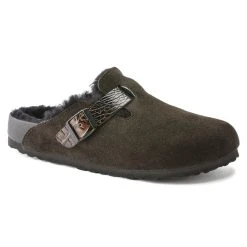 Promo 🤩 Birkenstock Boston Shearling Suede Leather Mocha/Black 🤩