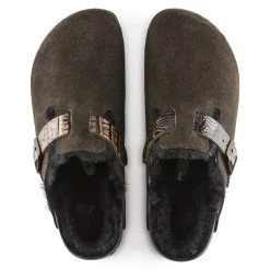 Promo 🤩 Birkenstock Boston Shearling Suede Leather Mocha/Black 🤩 -Men Shoes Store 1021094 top
