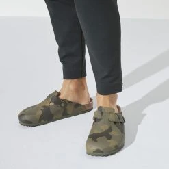 Buy 👏 Birkenstock Boston Birko-Flor Desert Soil Camo Green 🛒 -Men Shoes Store 1023211 f closeup m