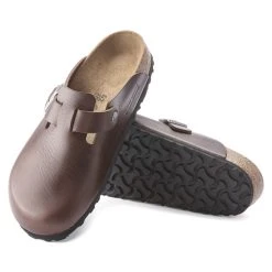 Promo 💯 Birkenstock Boston Grip Natural Leather Vintage Wood Roast 🌟 -Men Shoes Store 1023449 sole