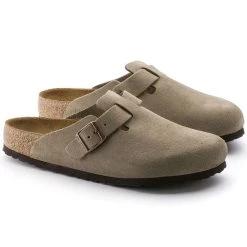 Outlet 🔥 Birkenstock Boston Suede Leather Taupe 🤩 -Men Shoes Store 560771 pair