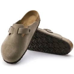 Outlet 🔥 Birkenstock Boston Suede Leather Taupe 🤩 -Men Shoes Store 560771 sole