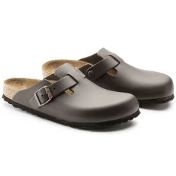 Deals 👍 Birkenstock Boston Natural Leather Dark Brown ⭐ -Men Shoes Store 60103 pair