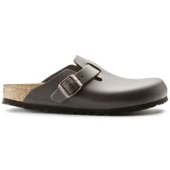 Deals 👍 Birkenstock Boston Natural Leather Dark Brown ⭐ -Men Shoes Store 60103 side