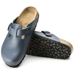 Coupon ✨ Birkenstock Boston Natural Leather Blue ⌛ -Men Shoes Store 60153 sole